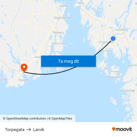 Torpegata to Larvik map