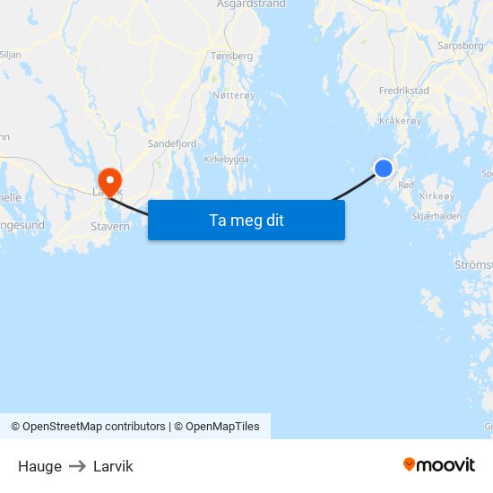 Hauge to Larvik map