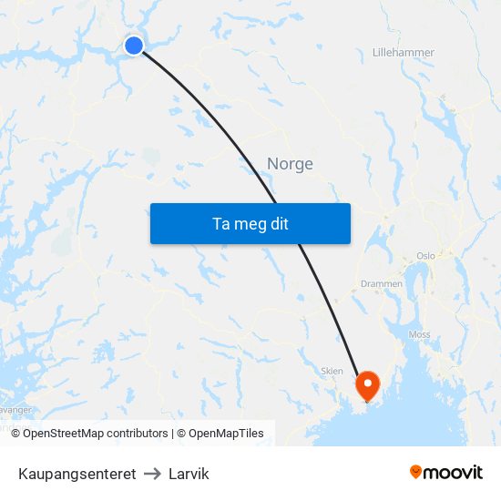 Kaupangsenteret to Larvik map