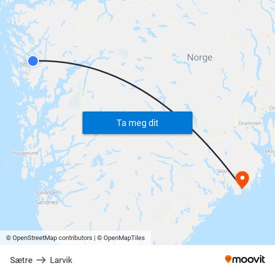 Sætre to Larvik map