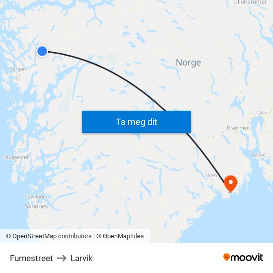 Furnestreet to Larvik map