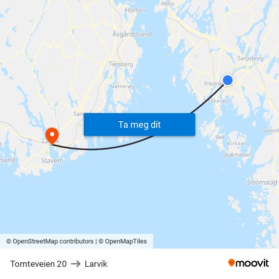 Tomteveien 20 to Larvik map