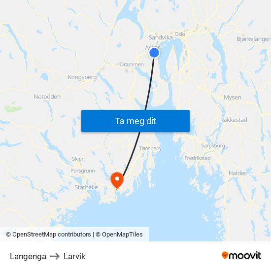 Langenga to Larvik map