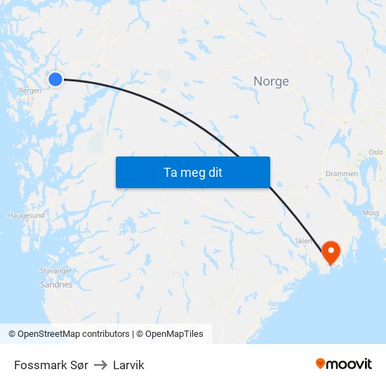 Fossmark Sør to Larvik map