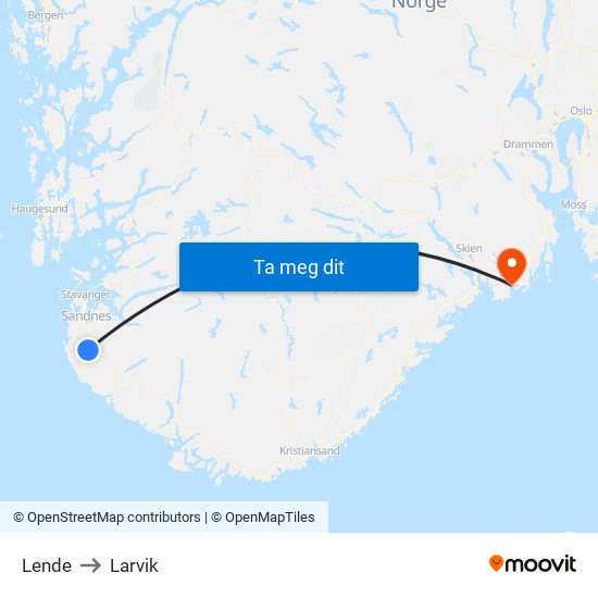 Lende to Larvik map