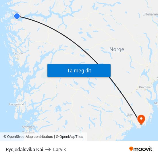 Rysjedalsvika Kai to Larvik map