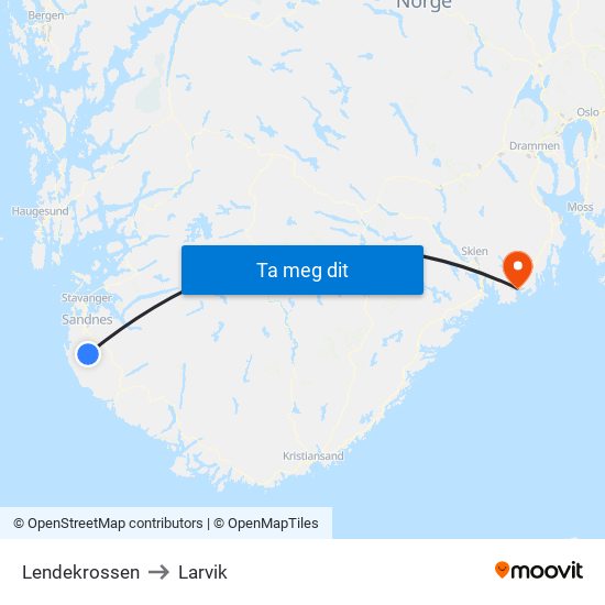 Lendekrossen to Larvik map