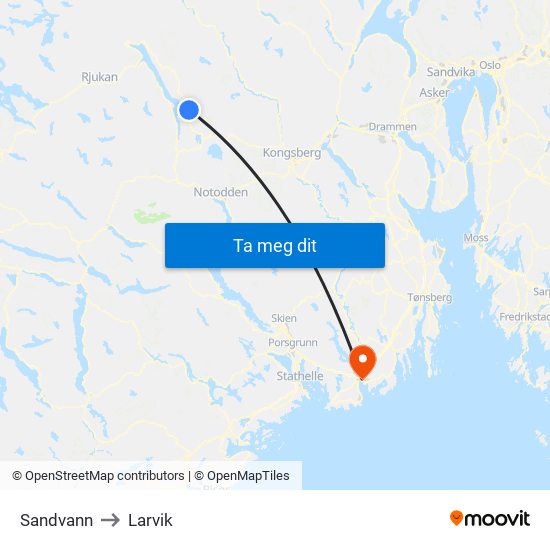 Sandvann to Larvik map