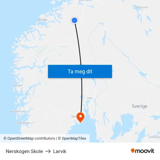 Nerskogen Skole to Larvik map