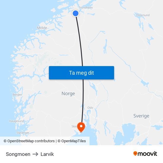 Songmoen to Larvik map