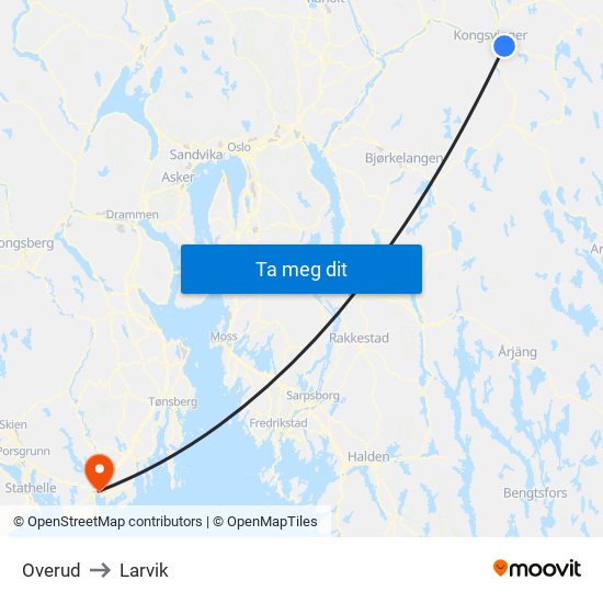 Overud to Larvik map