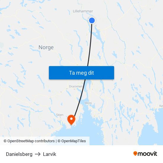Danielsberg to Larvik map