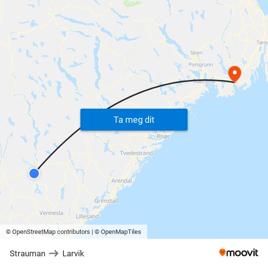 Strauman to Larvik map