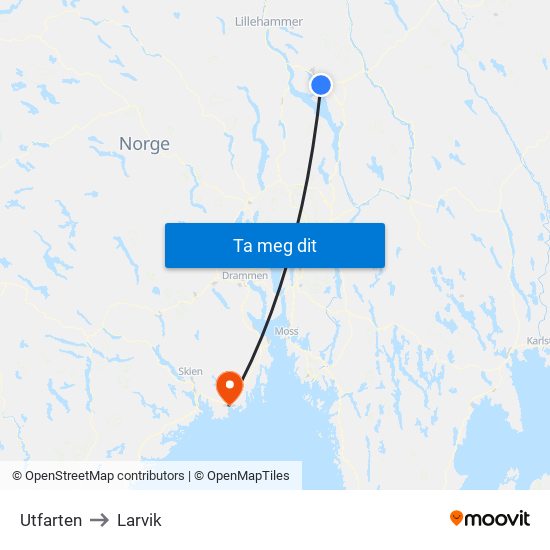 Utfarten to Larvik map