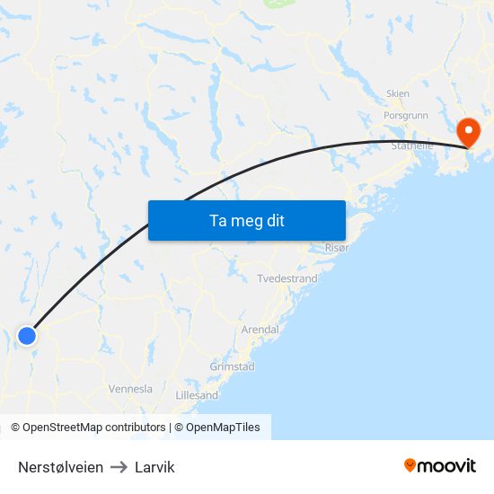 Nerstølveien to Larvik map