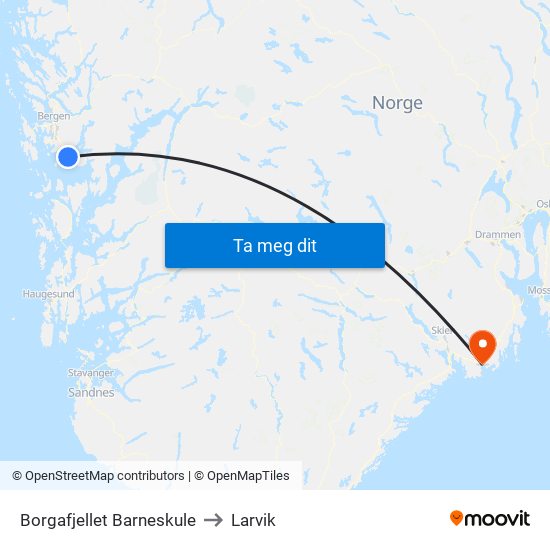 Borgafjellet Barneskule to Larvik map