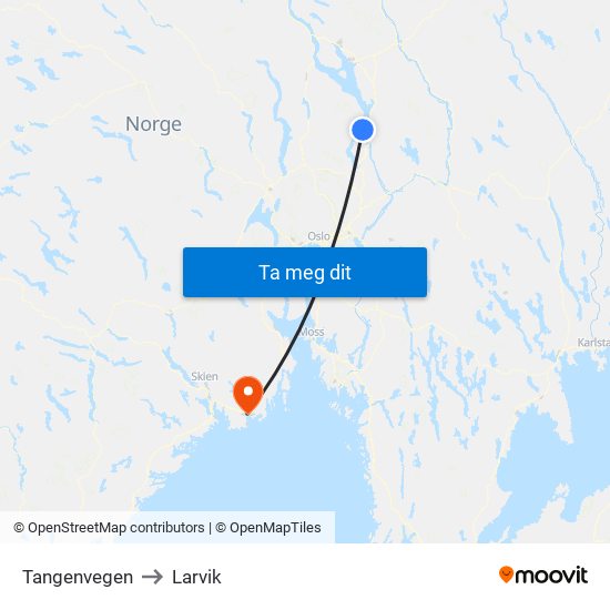 Tangenvegen to Larvik map