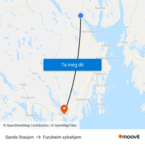 Sande Stasjon to Furuheim sykehjem map