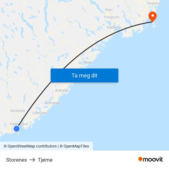 Storenes to Tjøme map