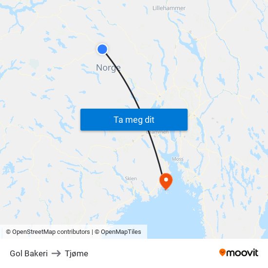 Gol Bakeri to Tjøme map