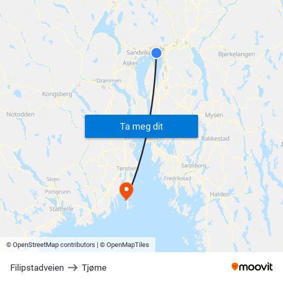 Filipstadveien to Tjøme map