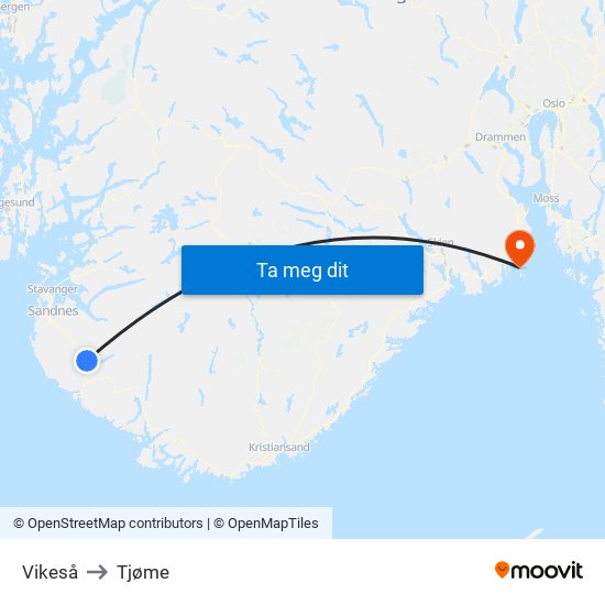 Vikeså to Tjøme map