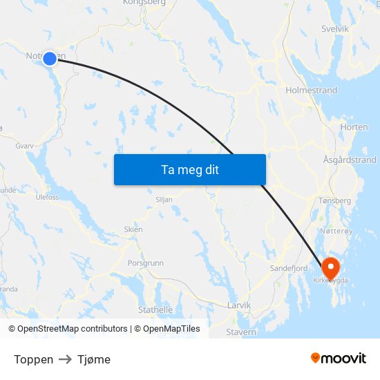 Toppen to Tjøme map