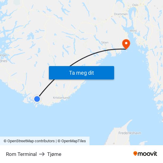 Rom Terminal to Tjøme map