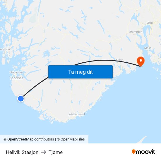 Hellvik Stasjon to Tjøme map
