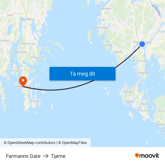 Farmanns Gate to Tjøme map