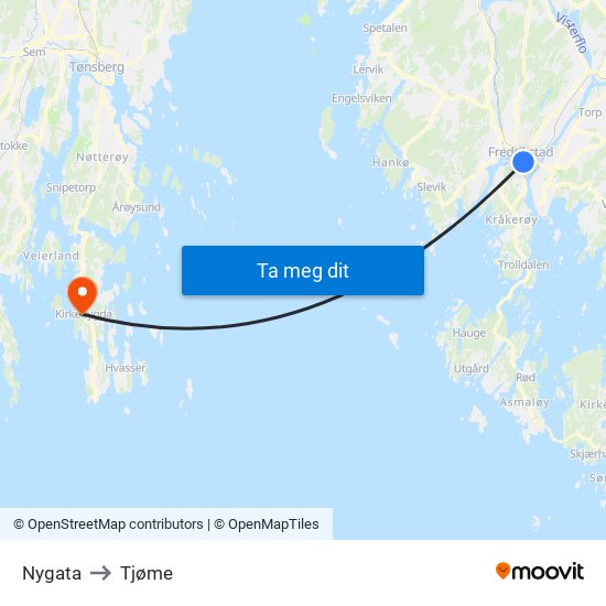 Nygata to Tjøme map