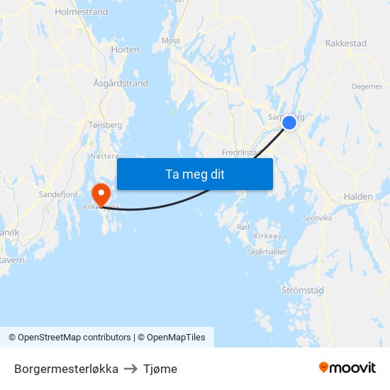 Borgermesterløkka to Tjøme map