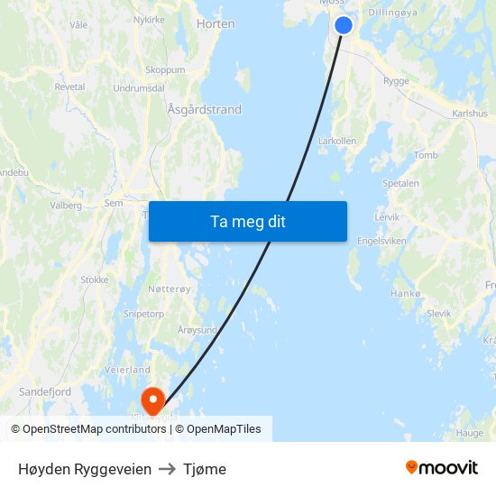 Høyden Ryggeveien to Tjøme map