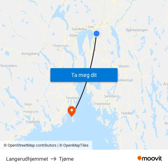 Langerudhjemmet to Tjøme map