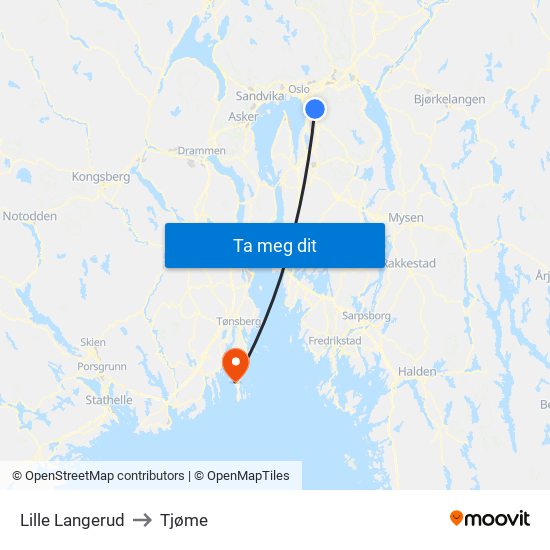 Lille Langerud to Tjøme map