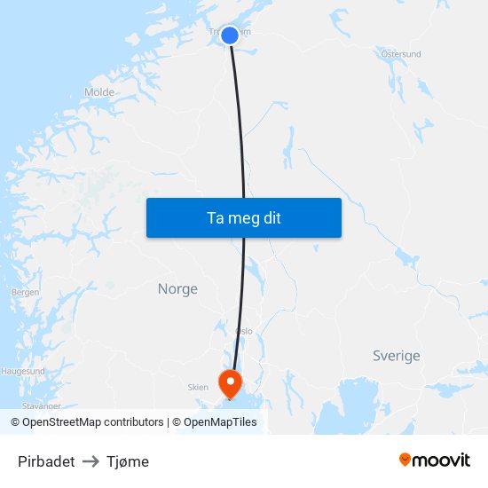 Pirbadet to Tjøme map