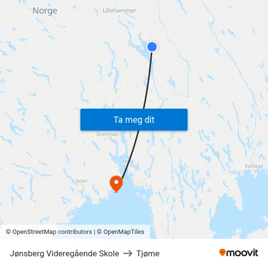 Jønsberg Videregående Skole to Tjøme map