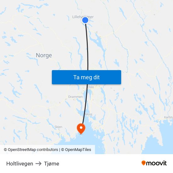 Holtlivegen to Tjøme map