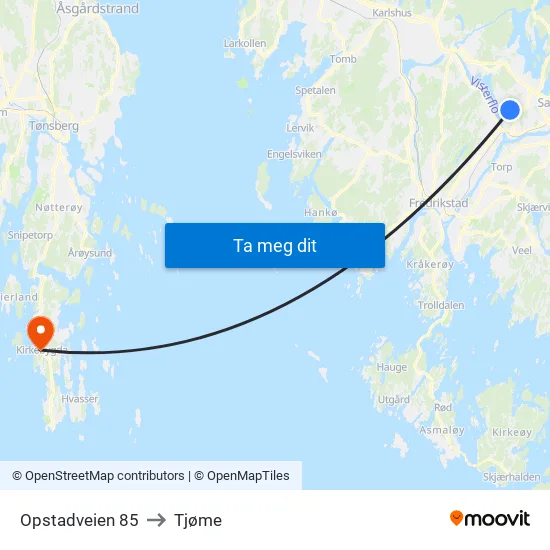 Opstadveien 85 to Tjøme map