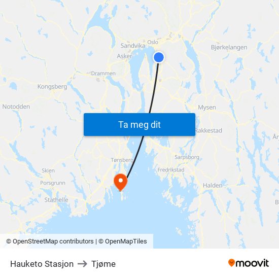 Hauketo Stasjon to Tjøme map