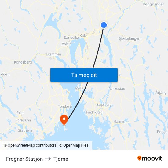 Frogner Stasjon to Tjøme map