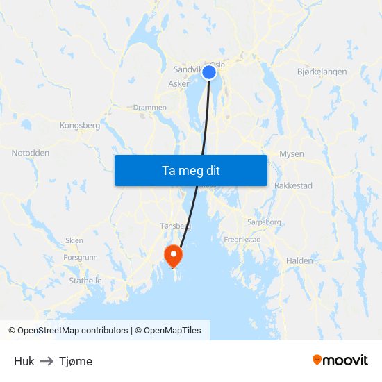 Huk to Tjøme map