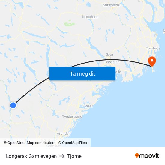 Longerak Gamlevegen to Tjøme map