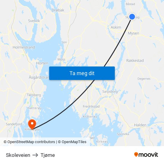 Skoleveien to Tjøme map