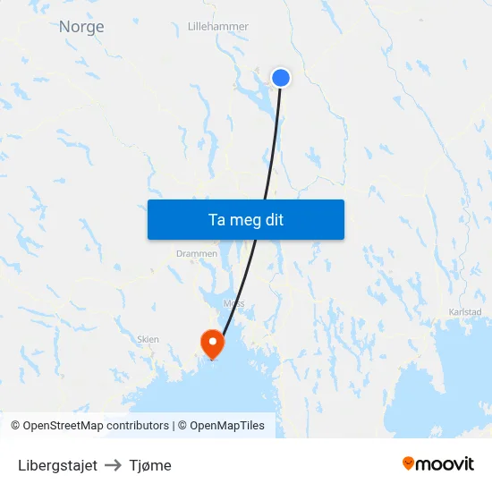 Libergstajet to Tjøme map