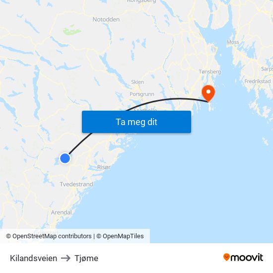 Kilandsveien to Tjøme map