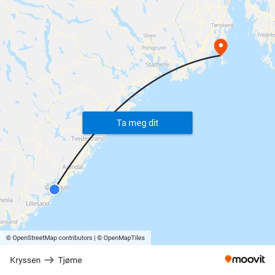 Kryssen to Tjøme map