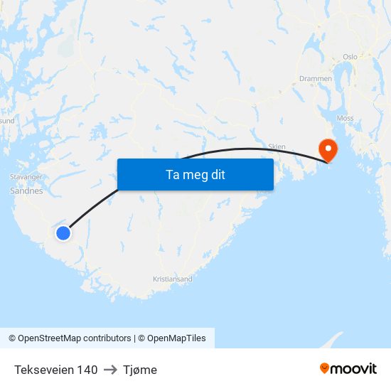 Tekseveien 140 to Tjøme map
