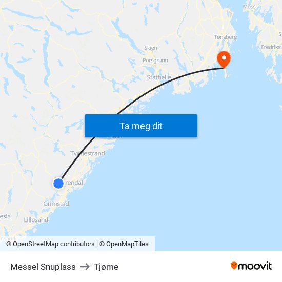 Messel Snuplass to Tjøme map