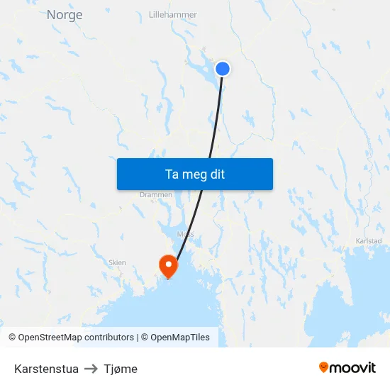 Karstenstua to Tjøme map